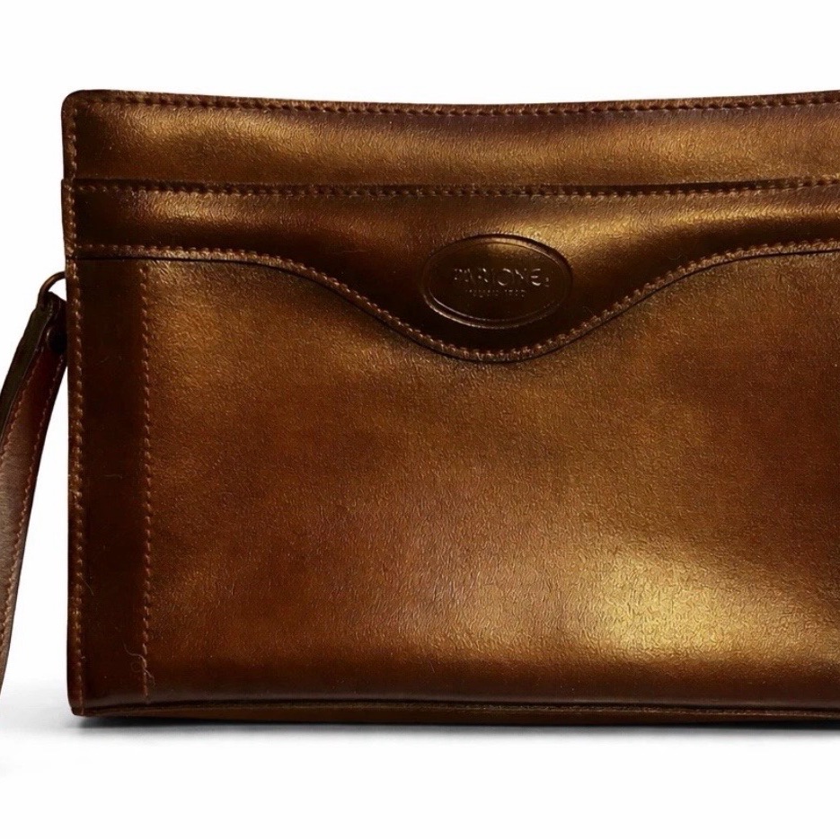 Parione Brown Leather Mens Travel Pouch Mint Parione Brown Leather Mens Travel Pouch Mint